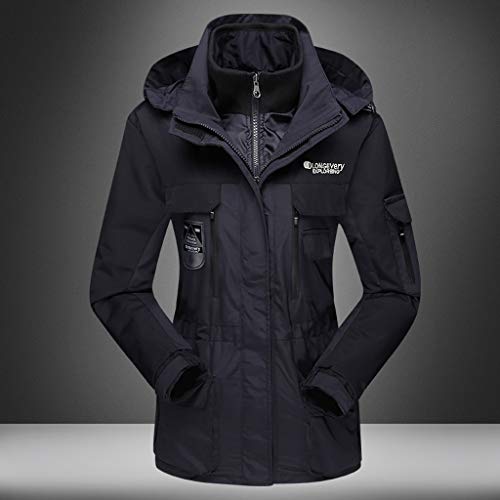 Luca-Coat LUCAMORE Unisex Hooded Waterproof Windbreaker Jacket Detachable Rain Jacket Outdoor Casual Sportswear Black - Thumbnail 3