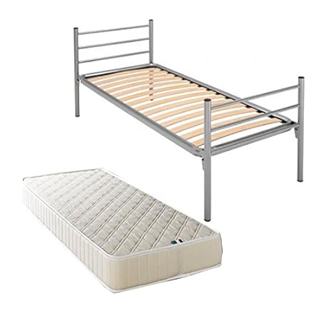 Complete Single Bed Metal Headboard And Footboard Slatted Bed