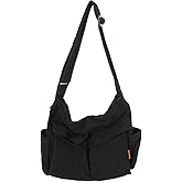 Canvas Messenger Bag Large Hobo Crossbody Bag with Multiple Pockets Casual Shoulder Tote Bag for Women and Men
