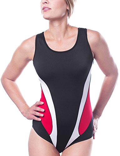 Shepa 045 Women S One Piece Swimsuit Removable Padss Stain Black Red 2xl Buy Online In Bahamas At Desertcart