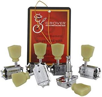 Grover 6Pcs Guitar Machine Heads (3L + 3R) – Keystone Locking Tuning Key Pegs Tuners Replacement for LP Electric or Acoustic Guitars (135C, Chrome)