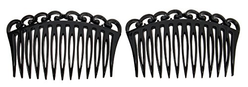 France Luxe Small Filigree Comb Pair - Black