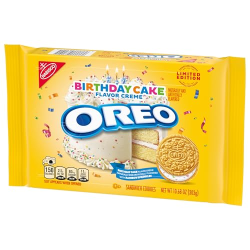 OREO GOLDEN BIRTHDAY CAKE CREME SANDWICH COOKIES, LIMITED EDITION, 10.68 OZ