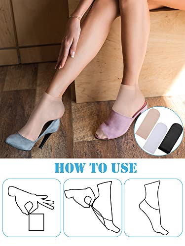 Sintege 600 Pieces Disposable Foot Socks for Trying on Boots Shoes, Ankle High Nylon Footies for Women, Disposable Non Slip Socks for Guest, Black, White, Beige, Multicolor, One size