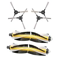 Lomsarsh Sweeping Robot Roller Brush Side Brush Suitable for Proscenic 780T 790T Cleaning Robot Roller Brush Side Brush Accessories，2X Roller Brush 4X Side Brush