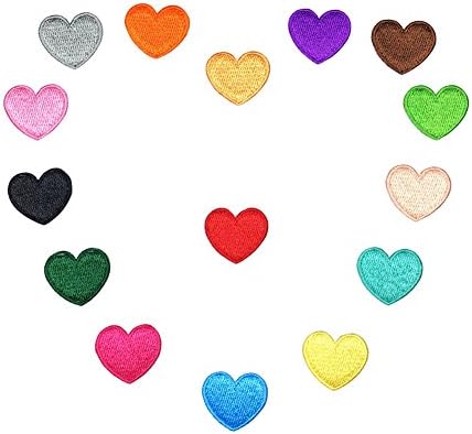 XUNHUI Love Heart Iron On Patch Sewing On Embroidered Applique Patch Clothes Stickers Mix Color DIY Apparel Accessories 15PCS/Set