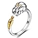 Godyce Rabbit Ring Sterling Silver for Women Gold Zircon Cuff Adjustable Chinese Zodiac Jewelry