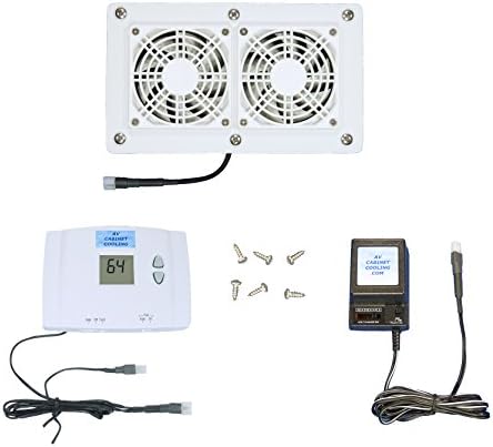 AV Cabinet Cooling Fans with Digital thermostat &amp; multi-speed control (white model)