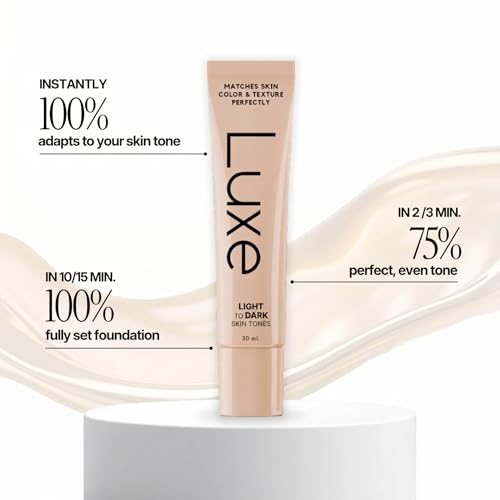 Luxe Changing Foundation for Light to Medium Skin Tone with Essential Brush Set – Smooth, Buildable Coverage – Includes Professional Makeup Brush for Flawless Application