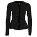 Forever Womens Long Sleeves Plain Zip Peplum Blazer Jersey Jacket Top