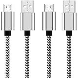 Micro USB Cable Android Charger Cable, 2Pack 6ft Micro USB Charging Cable Fast Charge, Durable Nylon Braided Micro USB Charger Cable for Samsung Galaxy S7/S6,LG,Kindle,PS4,Tablet and more-Black Silver