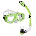 Snorkel Mask Set - KIDS Snorkeling Gear - Double Lens Diving Mask & Snorkel w/ Dry Top, Lower Purge Valve, Perfect for Diving, Snorkeling, Swimming -Ivation,Green