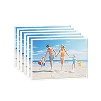 YIFU DISPLAY 5 Pack Acrylic Picture Frames 5x7, Double Sided Frameless Desktop Photo Frame