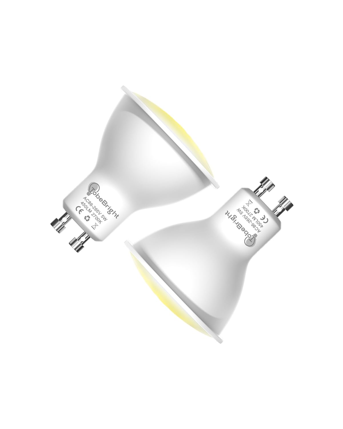 TobeBright GU10 LED Light Bulb With Dusk to Dawn Sensor - 5W Smart Warm White 2700K 450LM - Auto On/Off for In/Outdoor Use, 2-Pack