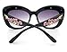 Flowertree Women's S4230B2 Plastic Floral Embellished Party Novelty Cat Eye 53mm Sunglasses (black) Medium