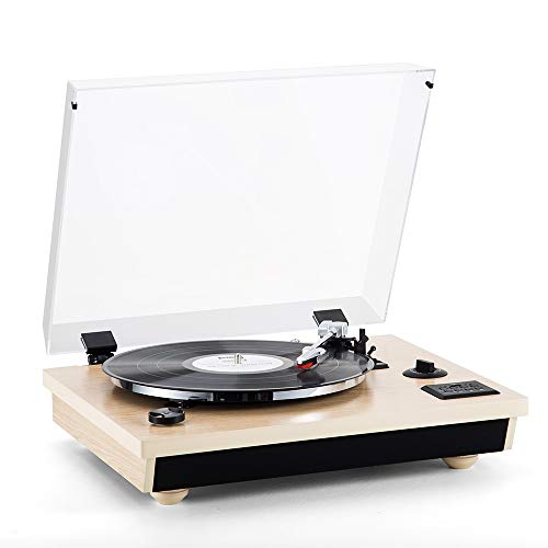 Rcm Wireless 3-Speed Turntable with Stereo Speakers Natural Wood Vinyl Record Player, Belt-Drive, Vinyl to MP3 Recording, USB (MC-262T/T Oak)