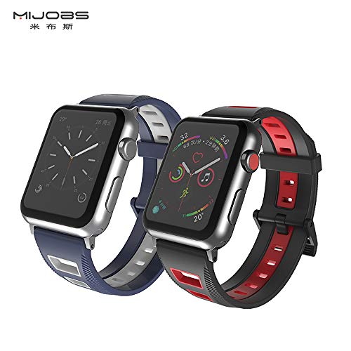 MIJOBS Compatible for Apple Watch 38mm 42mm 40mm 44mm, Soft Silicone Sport Band iWatch Bands Replacement Wrist Strap for iWatch Series 4/3/2/1
