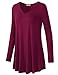 Flowy Tops,Timeson Feminine Touch Women's V-Neck Long Sleeve Shirt A-Line Casual Womens Workout Stretch Knit Basic Comfy Swing Tunic Tops Blouse Purple Red Medium