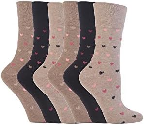 SockShop6 Pairs Women's Gentle Grip Hearts Socks 6-10.5 Us GG48