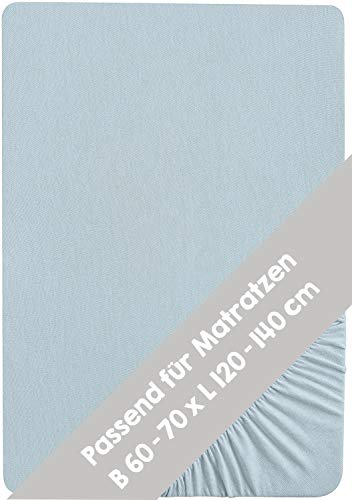 roba Spannbettlaken Lil Planet 60 x 120 – 70 x 140 - Baby Bettlaken für Kindermatratzen - Bio Baumwolle - GOTS und Oeko-Tex Standard 100 - Hellblau/Sky