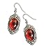 Gothic Blood Red Cabochon Dangle Earrings In Silver Finish Pewter Frame