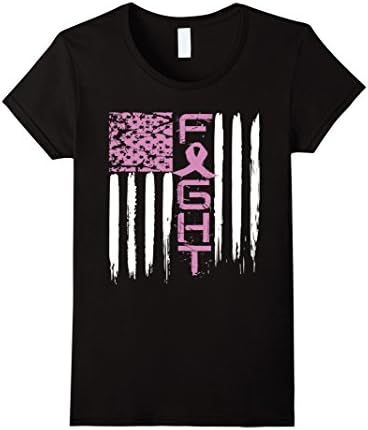 Womens Fight cancer awareness t-shirt breast cancer shirt Pink XL Black