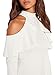 Annflat Women's Ruffle Cold Shoulder Long Sleeve Cocktail Party Dress Small White