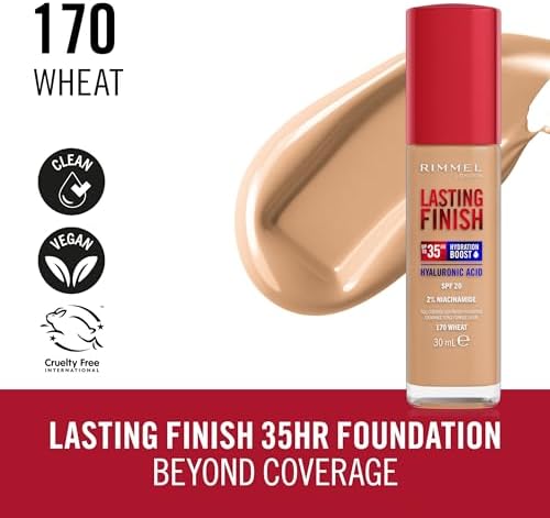 Lasting Finish 35 Hour, fondotinta, lunga durata, idratante, formula vegana, copertura totale, 30 ml, 170 Wheat