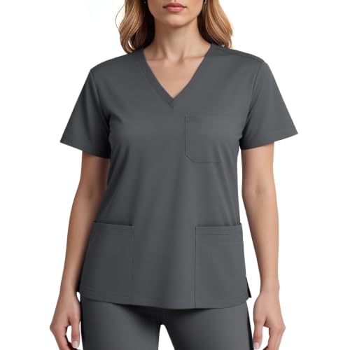Anwrtuk Women's Scrub Top V-Neck, Relaxed Fit Soft Stretch Scrub Top at Amazon