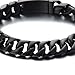 COOLSTEELANDBEYOND Masculine Men’s Stainless Steel Black Curb Chain Bracelet Satin Finishing