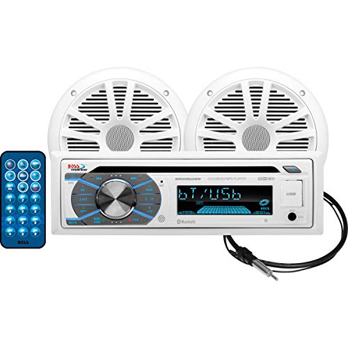 BOSS Audio Systems MCK508WB.6 Marine Boat Stereo Sound System Speaker Package Single Din Radio