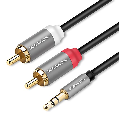3.5mm Male to 2 RCA Male RCA AUX Cable, RCA Y Connector, BEBONCOOL 6.6ft RCA Dual Shielded Gold-Plated Stereo Audio Jack