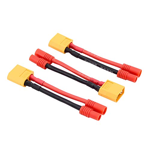 BDHI 3pcs Female 3.5MM Bullets to Male XT60 Connector Adapter Cable 5cm 14awg for Super Tigre Turnigy(BDHI-57)