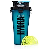 Hydra Cup - Dual Threat Blue Shaker Bottle, 28 Ounce Blue Shaker Cup (1 bottle, Shark Blue w/ Black Lid)