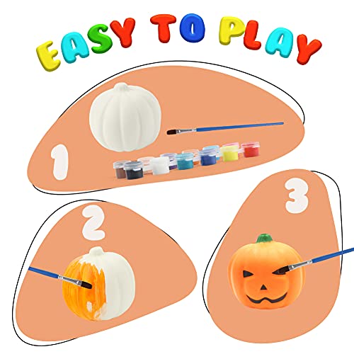 LovesTown DIY Pumpkin Squishies, 6 PCS Halloween Squishes Pumpkins Paint Your Own Squishies Kids Halloween Crafts for Halloween Thanksgiving Party Favors