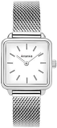 Women Slim Stainless Steel Mesh Quartz Watches Waterproof Simple Square Aanalog Lady Girls Wristwatches