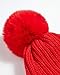 CANADA WEATHER GEAR Girls Winter Knit Ribbed Beanie Hat with Fur Pom Pom, Red'