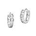 925 Sterling Silver Rhodium Plated 3mm x 13mm Cubic Zirconia Channel Huggie Earrings