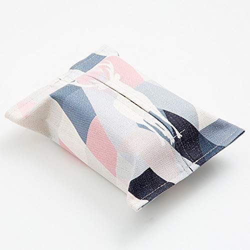 SHUCHANGLE Simple Pink Geometric Cotton Linen Tissue Box Living Room Creative Towel Bag,I