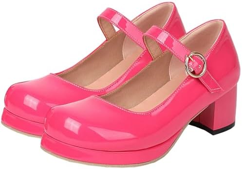 Amazon.com: DINTAHA Patent Mary Jane Platform Heels Square Toe