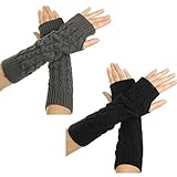 Women's Crochet Long Fingerless Gloves with Thumb Hole