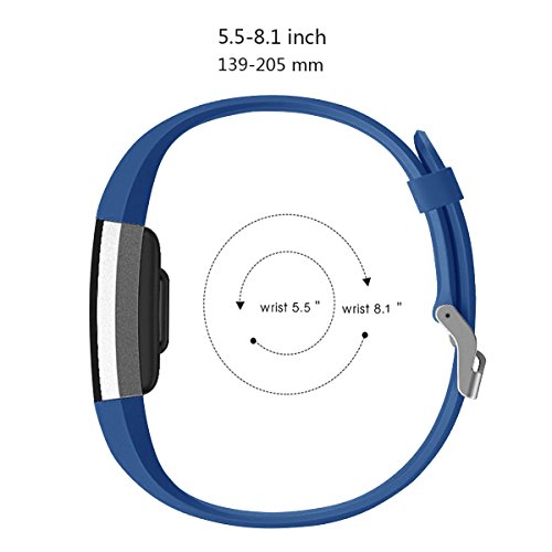 MoreToys Silicone Adjustable Replacement Accessory Sport Watch Band Wrist Strap Bracelet for Fitbit Charge 2 Fitness Wristband (Blue)