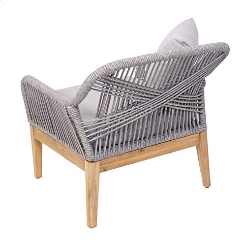Mendler Gartengarnitur HWC-H56, Lounge-Set Sitzgruppe Sofa, Seilgeflecht Rope Holz Akazie Spun Poly FSC- Kissen hellgrau – Bild 6