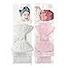 Baby Bling Bows Newborn to Little Girls Hair Bow - Trimmed and Classic Knot Headbands Toddlers Hair Accessories, One Size (2 Pack - White and Pink)