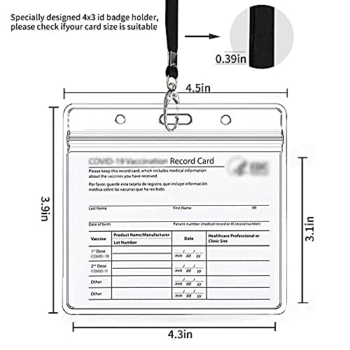 Nani? 6 Pcs Card Protector 4 x 3 in, Badge Holder, ID Badge Holders, ID Protector with Lanyard, Clear Vinyl Plastic Sleeve with Waterproof Type resealable Zip