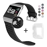 Jobese Compatible with Fitbit Ionic Bands, Breathable Soft Silicone Sports Strap with Crystal Protective Case Replacement Accessories Wristbands Men Women