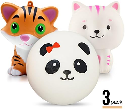 Squishies Slow Rising - 3PCS Jumbo Kawaii Panda Tiger Cat Squishy, Super Soft, Scented Stress Relief Kawaii Toys | Exclusive WOOW Prime Design for Kids and Adults by Nivaan Toys