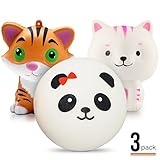 Squishies Slow Rising - 3PCS Jumbo Kawaii Panda Tiger Cat Squishy, Super Soft, Scented Stress Relief Kawaii Toys | Exclusive WOOW Prime Design for Kids and Adults by Nivaan Toys