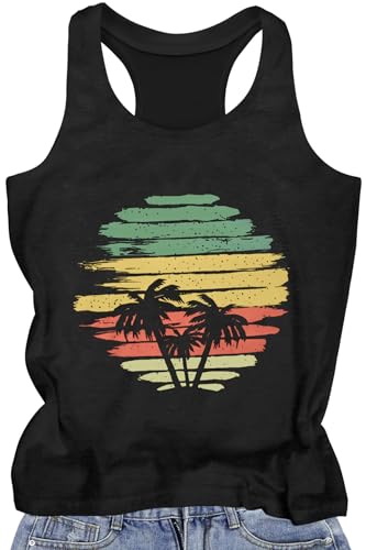 Womens Racerback Tank Tops Sleevelesss Graphic Shirts, Black Coconut, S at Amazon