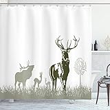 Ambesonne Antlers Shower Curtain, Wild Animal Deers